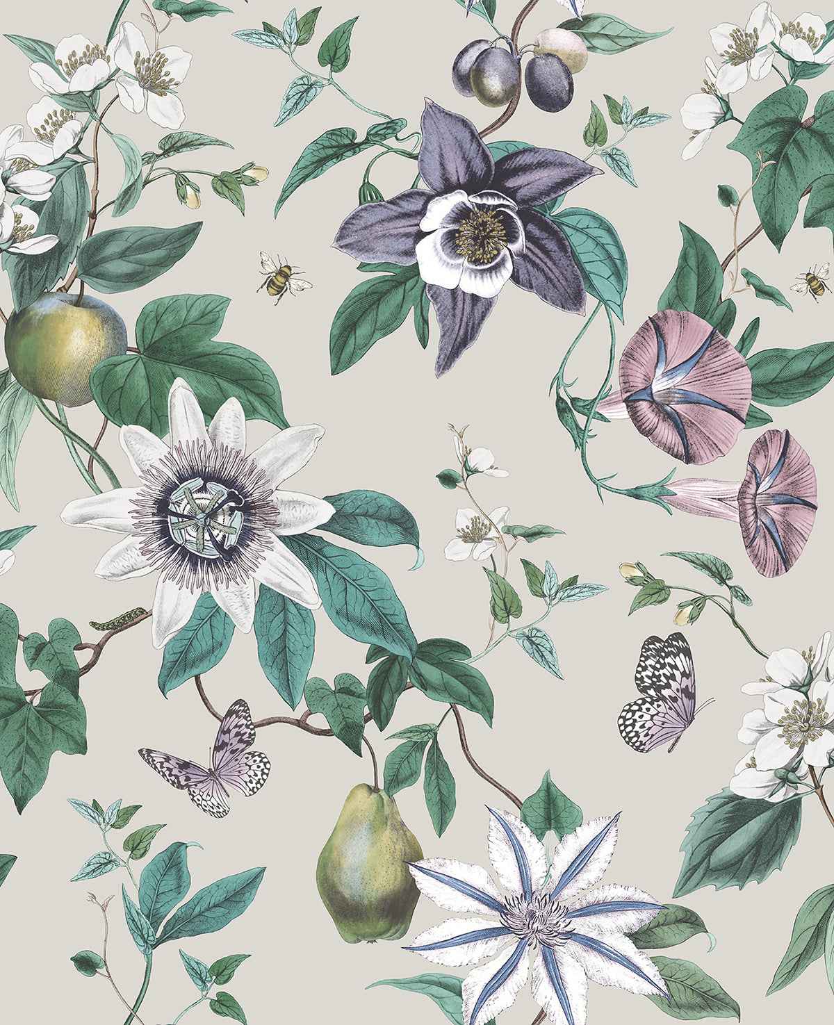Sierra Silver Floral Wallpaper - York Wallcoverings - FD43059