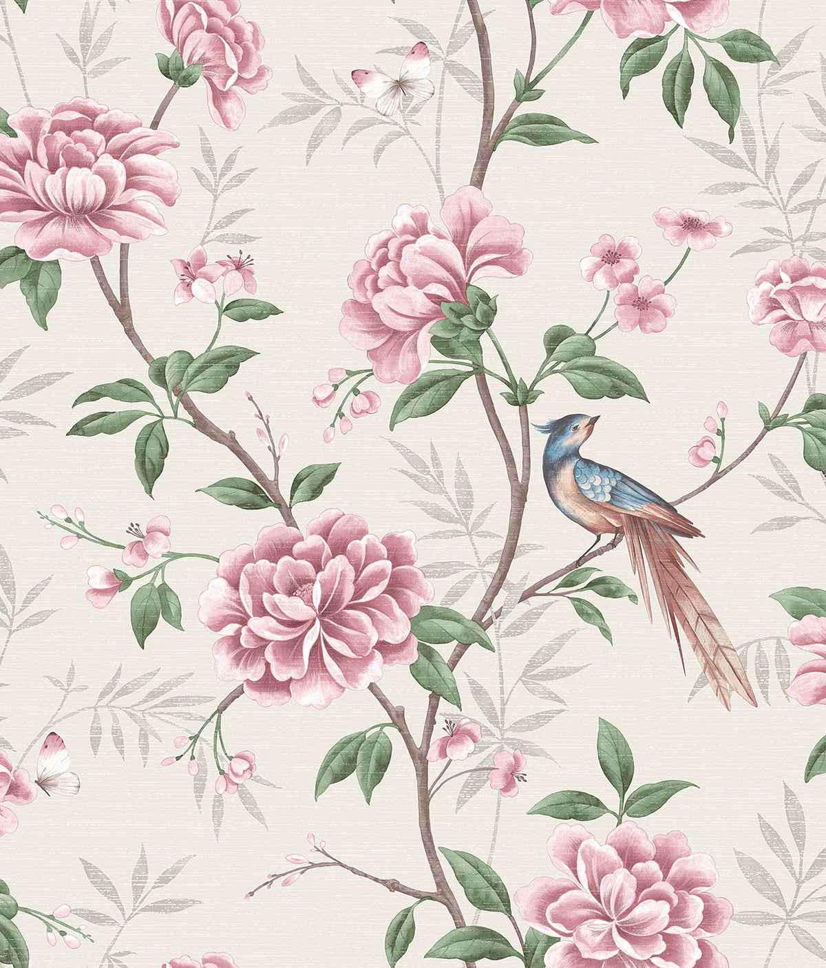 Akina Cream Floral Wallpaper - York Wallcoverings - M1725