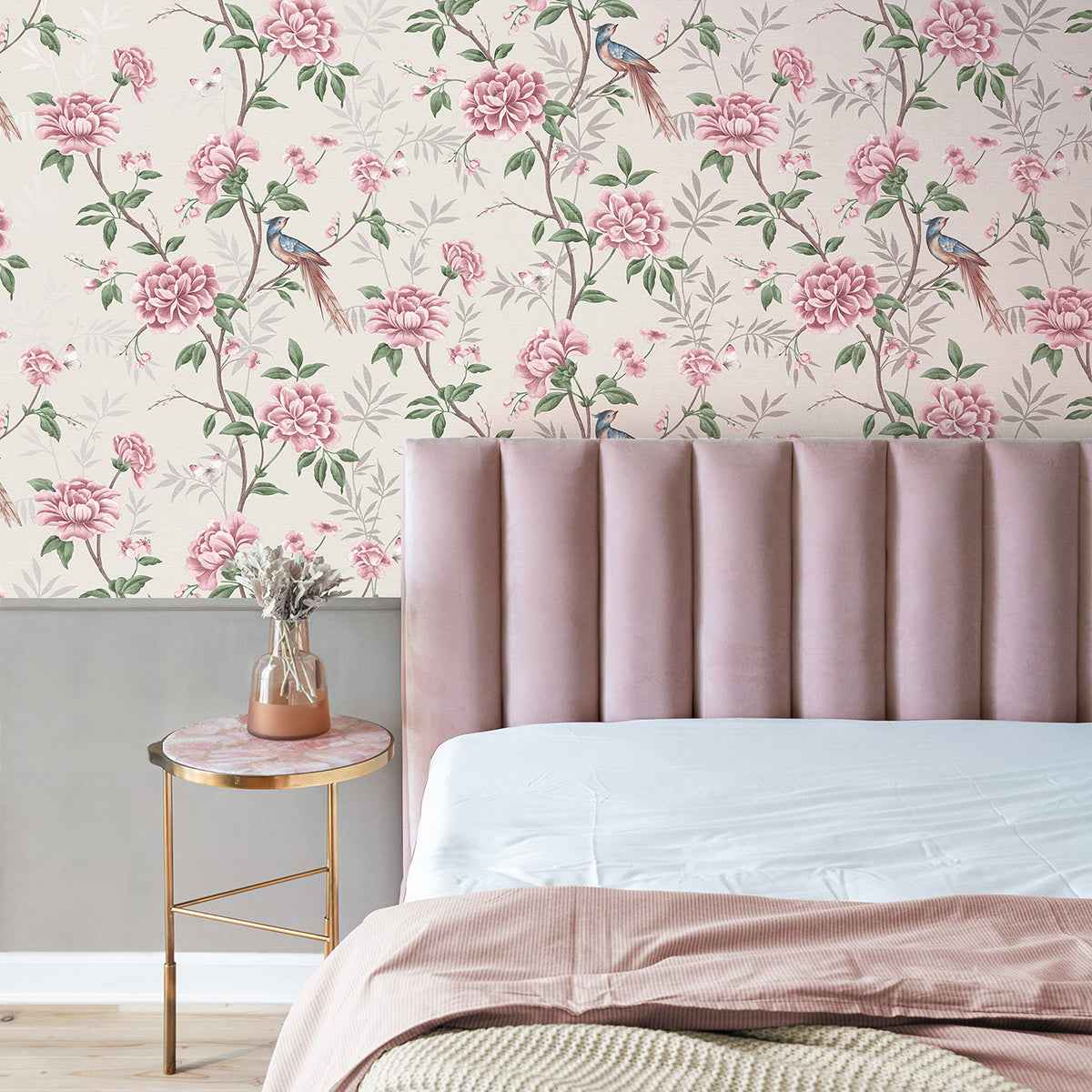 Akina Cream Floral Wallpaper - York Wallcoverings - M1725 - York Wallcoverings Wallpaper