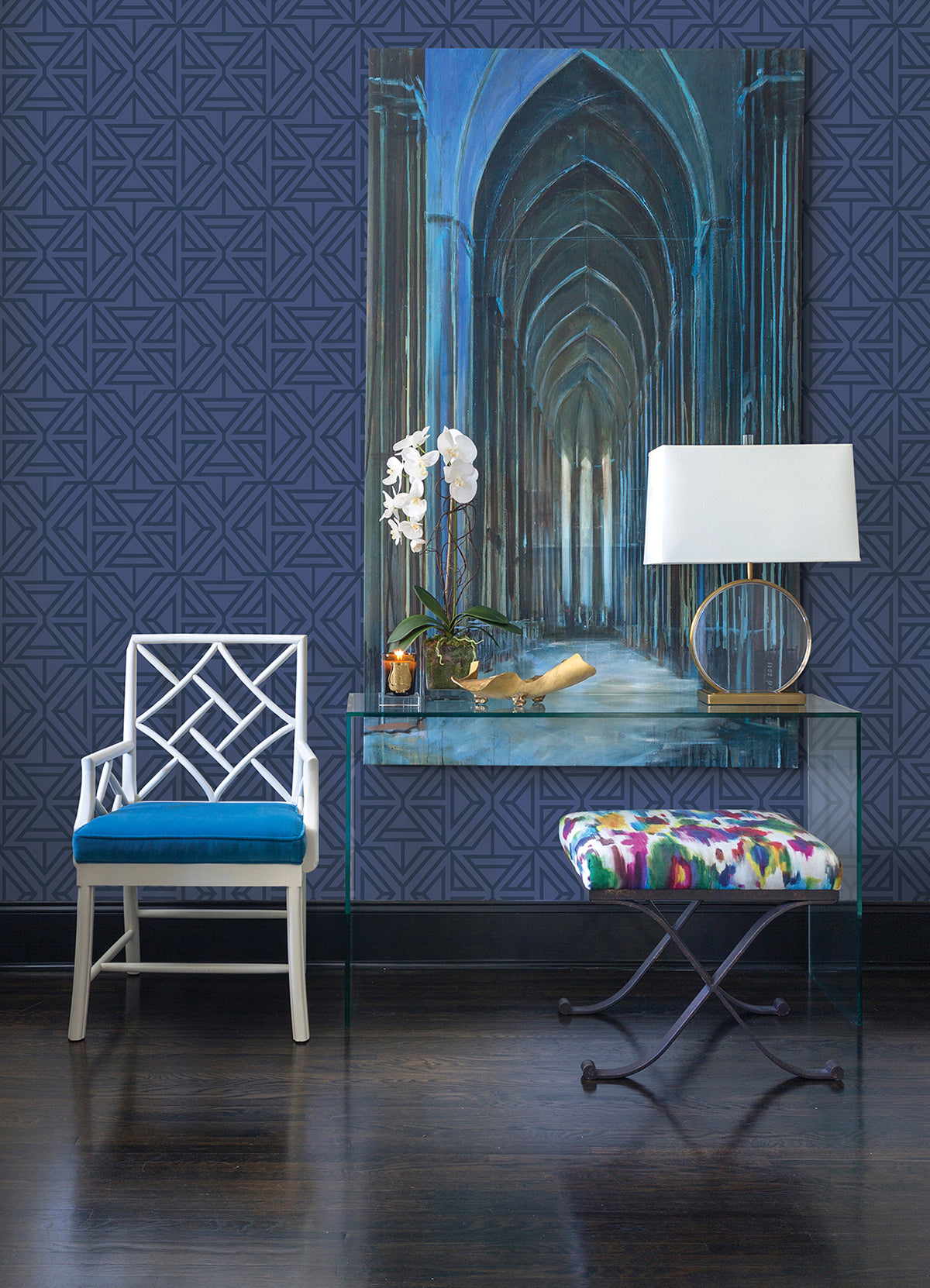 Blue Linear Peel and Stick Wallpaper - Brewster Wallcovering