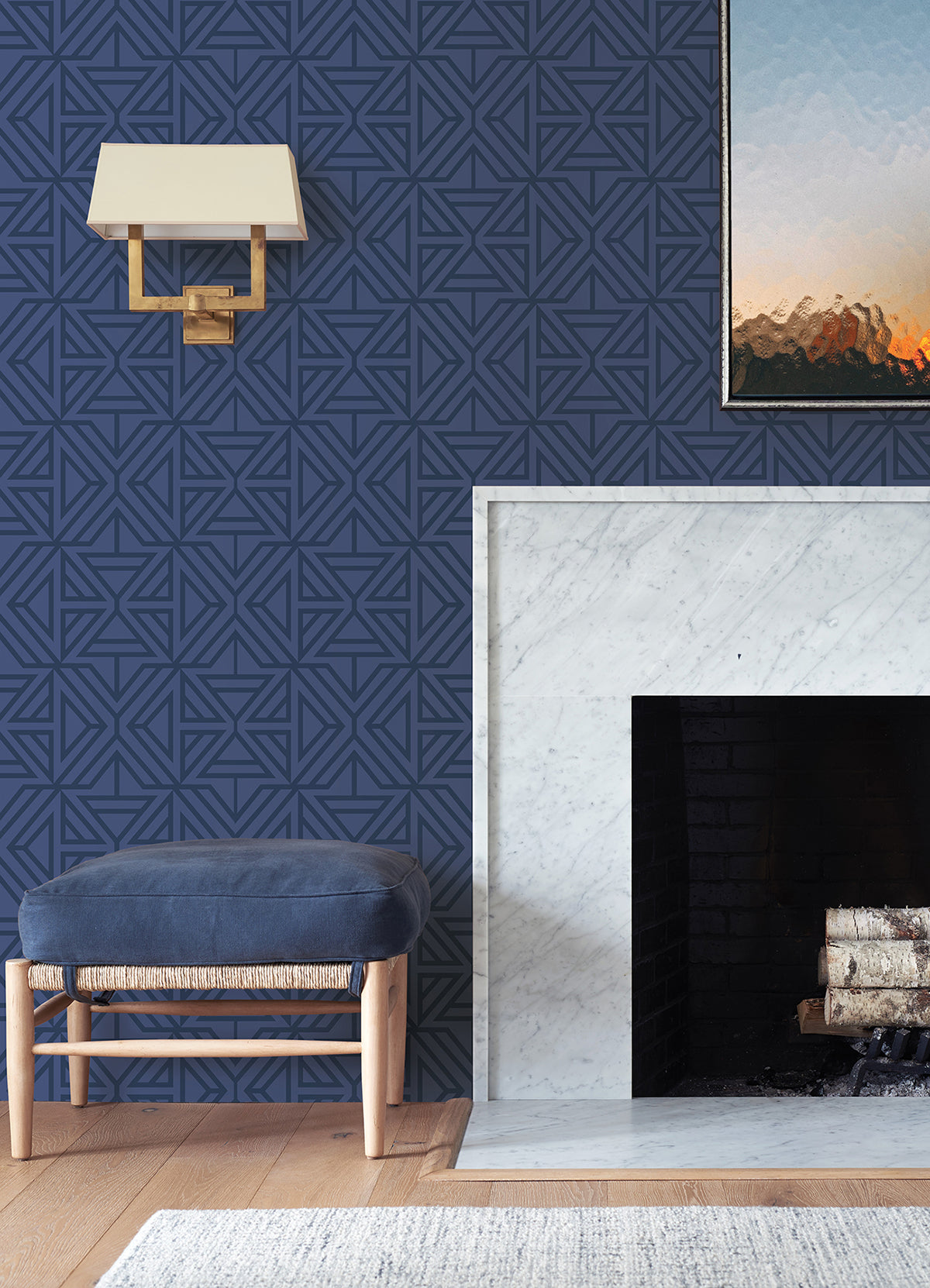 Blue Linear Peel and Stick Wallpaper  | Brewster Wallcovering - The WorkRm