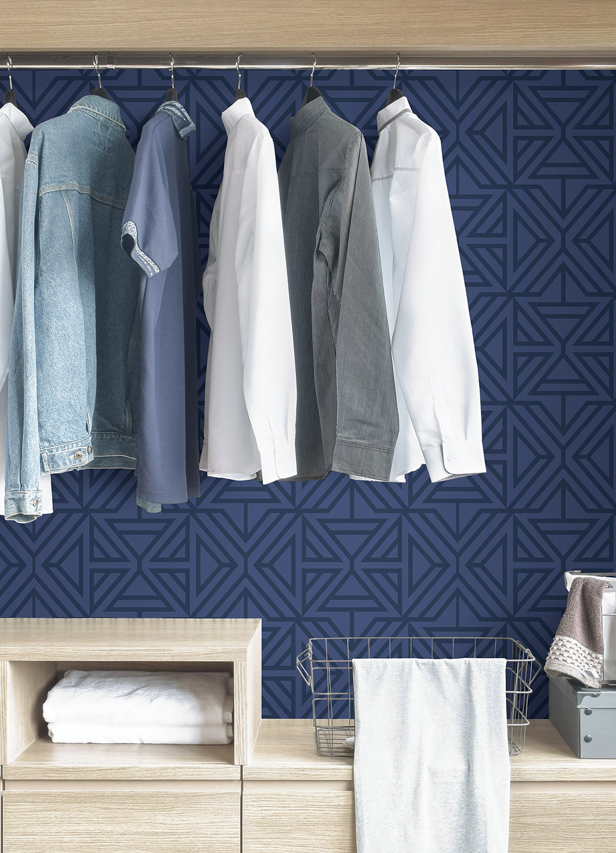 Blue Linear Peel and Stick Wallpaper  | Brewster Wallcovering - The WorkRm