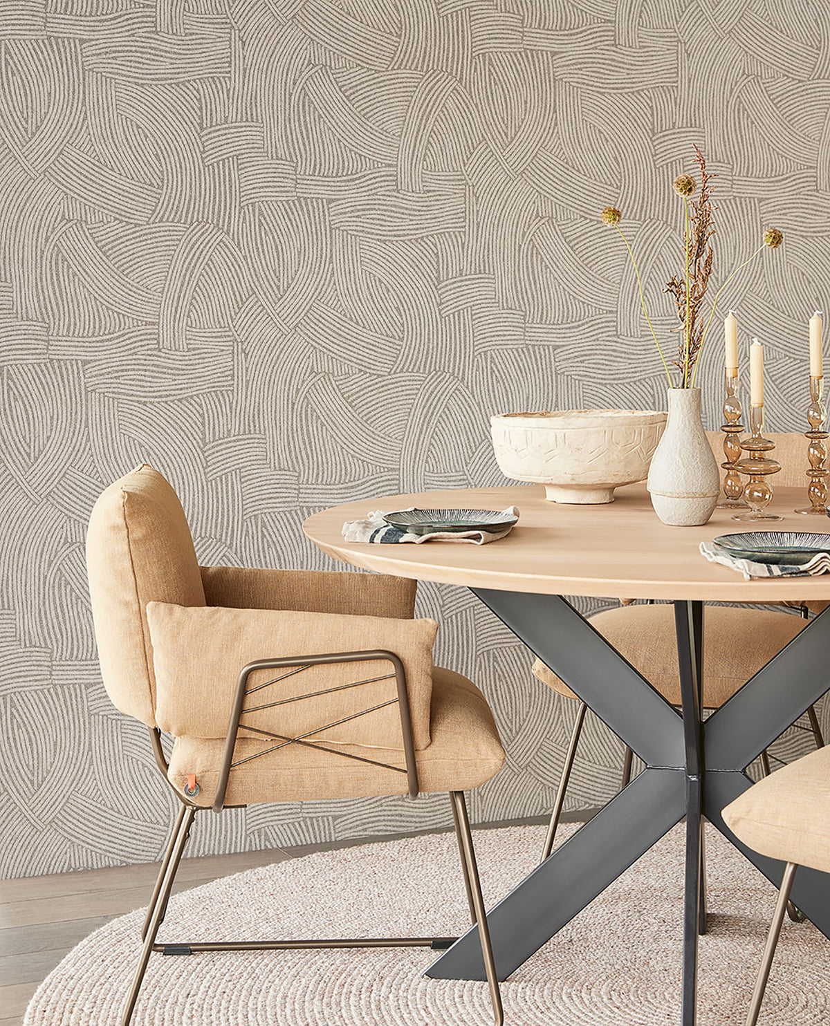 Freesia Charcoal Abstract Woven Wallpaper - Brewster Wallcovering