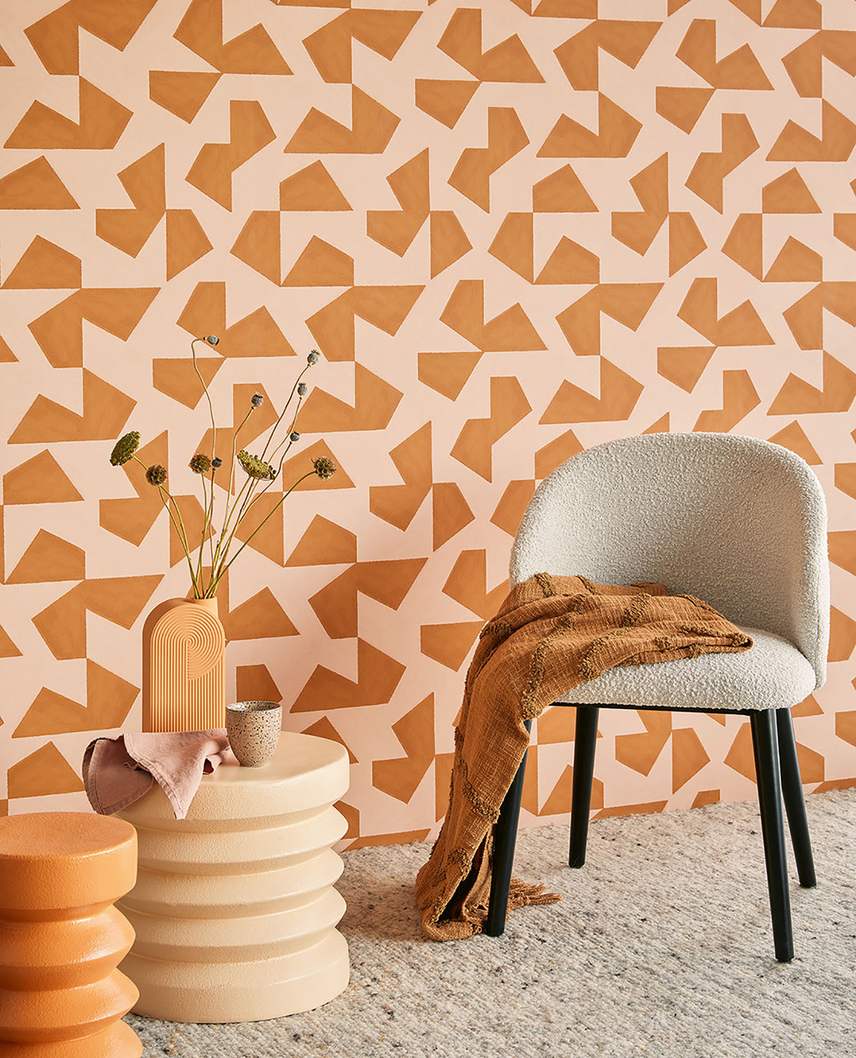 Azad Rust Abstract Geometric Wallpaper  | Brewster Wallcovering - The WorkRm