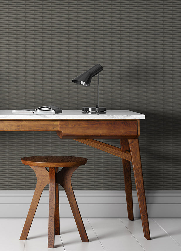 Gator Brown Geometric Stripe Wallpaper - Brewster Wallcovering