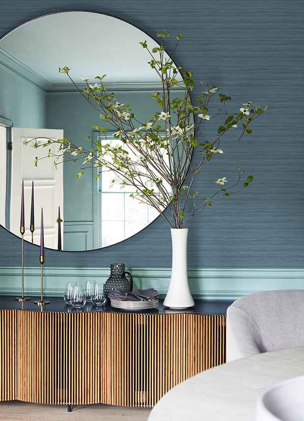 Shantung Blue Silk Wallpaper - York Wallcoverings - 2988-70102 - York Wallcoverings Wallpaper