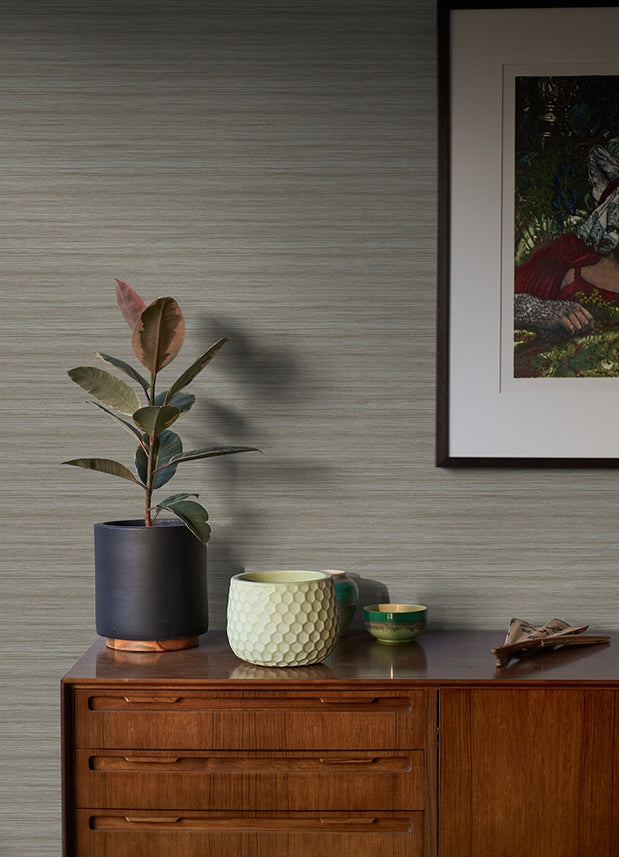 Shantung Brown Silk Wallpaper - Brewster Wallcovering