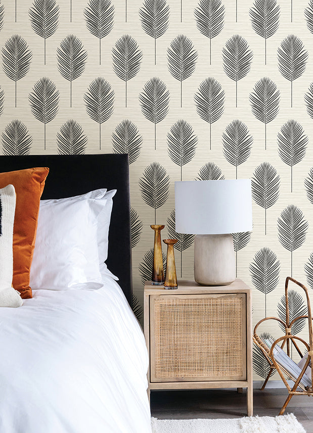 Bali Black Fern Wallpaper  | Brewster Wallcovering - The WorkRm