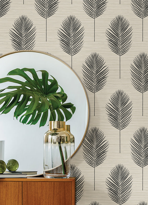 Bali Black Fern Wallpaper  | Brewster Wallcovering - The WorkRm