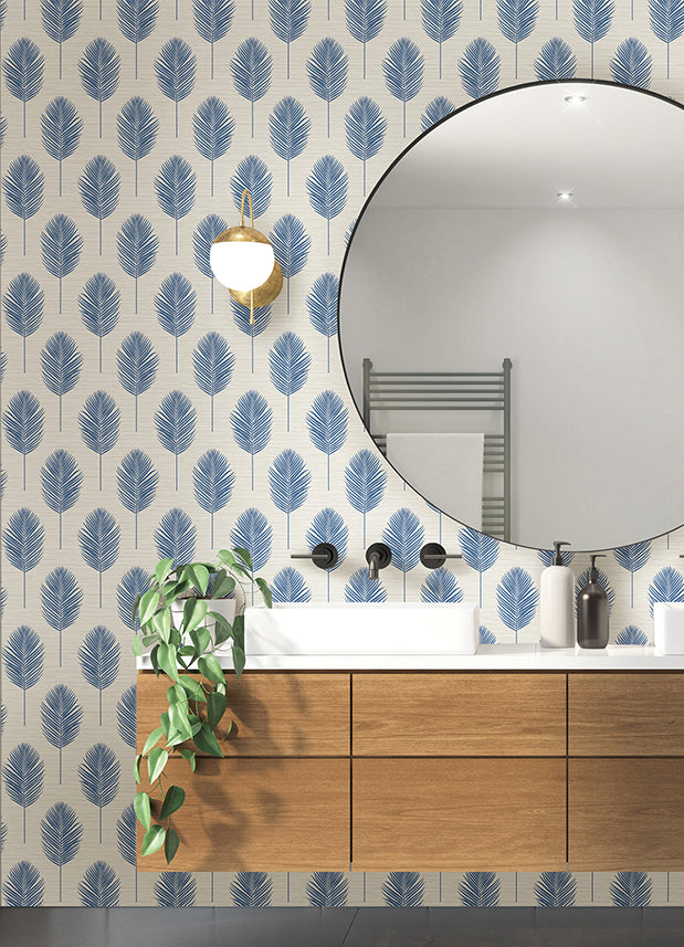 Bali Blue Fern Wallpaper  | Brewster Wallcovering - The WorkRm