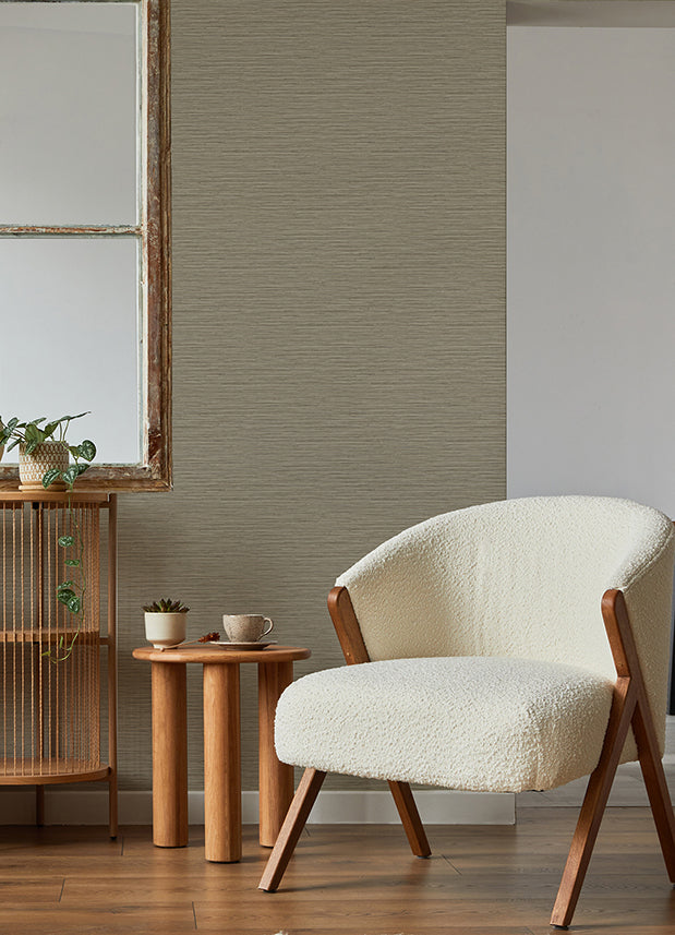 Rushmore Light Brown Faux Grasscloth Wallpaper - Brewster Wallcovering