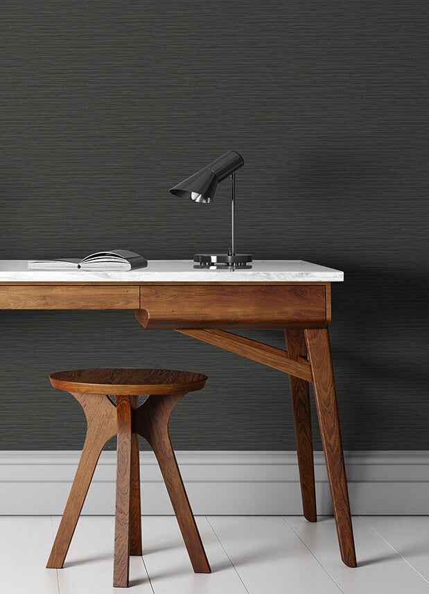 Rushmore Black Faux Grasscloth Wallpaper - York Wallcoverings - 2988-70310 - York Wallcoverings Wallpaper