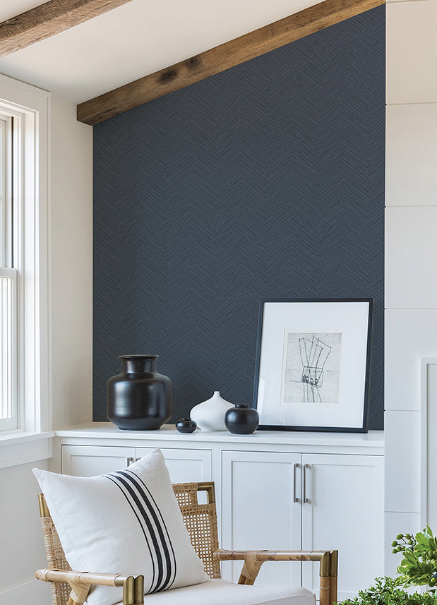 Apex Blue Weave Wallpaper - Brewster Wallcovering