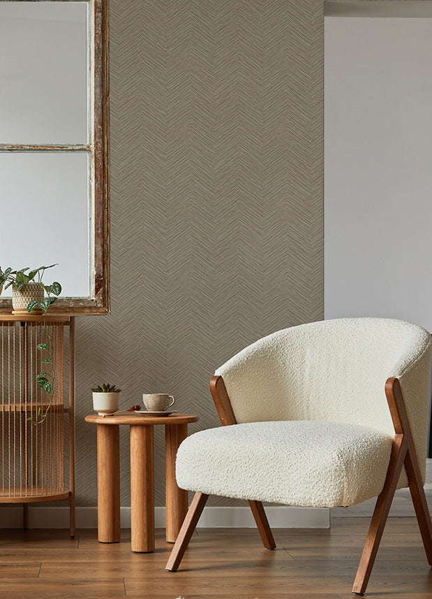 Apex Light Brown Weave Wallpaper - Brewster Wallcovering