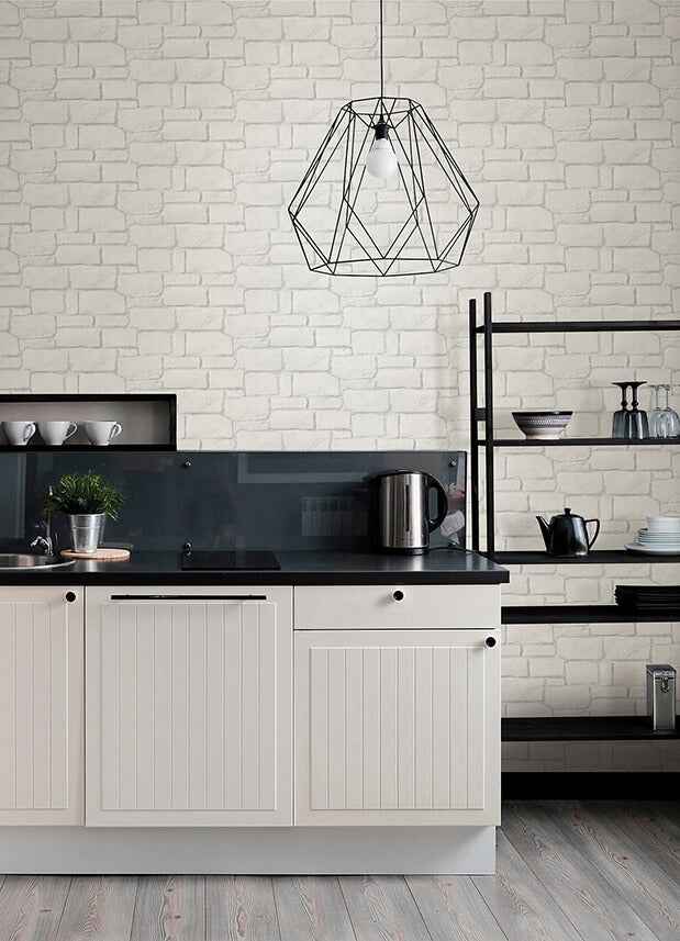 Casablanca White Stone Wallpaper - York Wallcoverings - 2988-70500 - York Wallcoverings Wallpaper