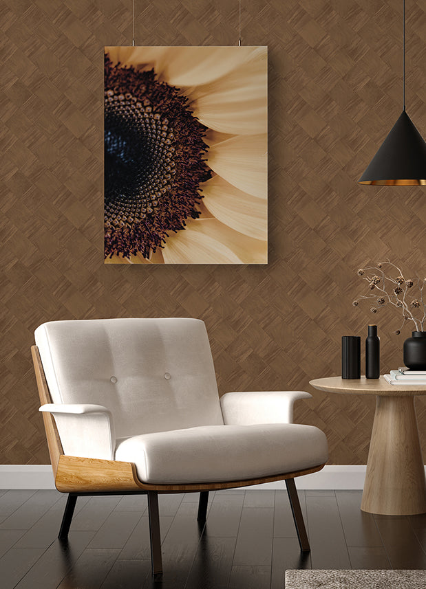 Thriller Chestnut Wood Tile Wallpaper - Brewster Wallcovering