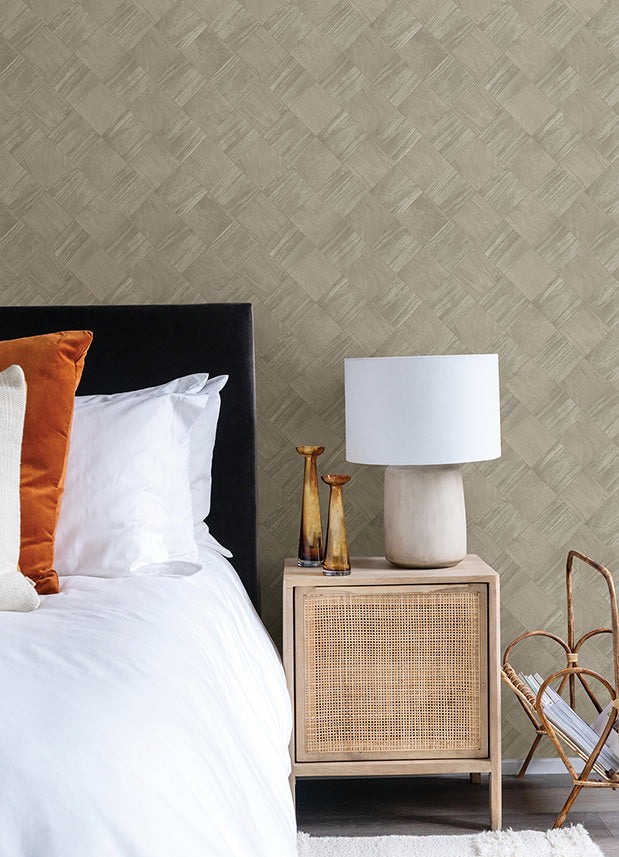 Thriller Grey Wood Tile Wallpaper - Brewster Wallcovering