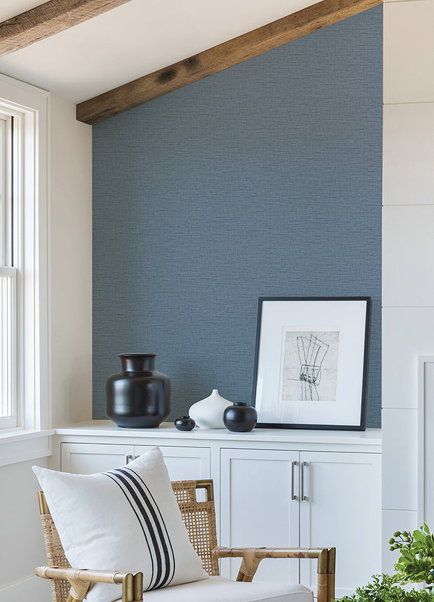 Salamander Blue Woven Wallpaper  | Brewster Wallcovering - The WorkRm