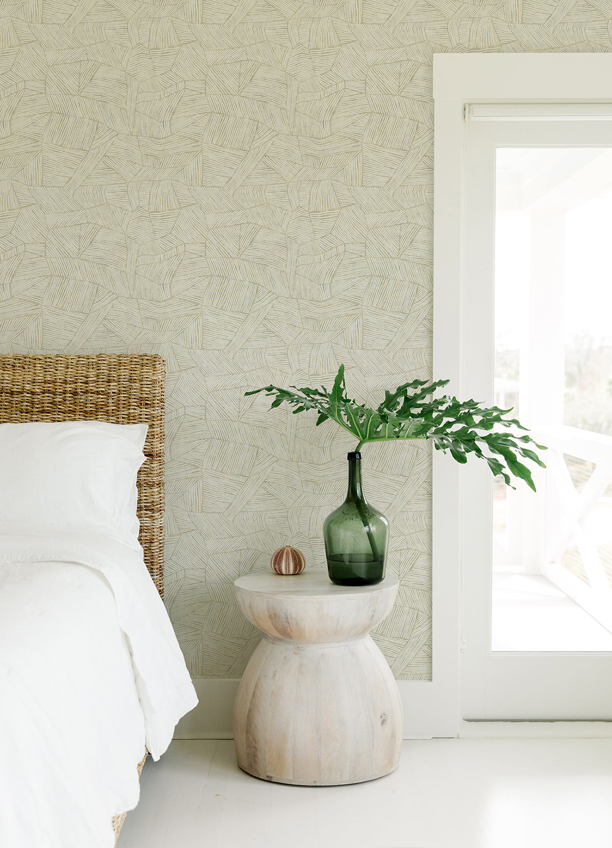 Aldabra Taupe Textured Geometric Wallpaper - Brewster Wallcovering