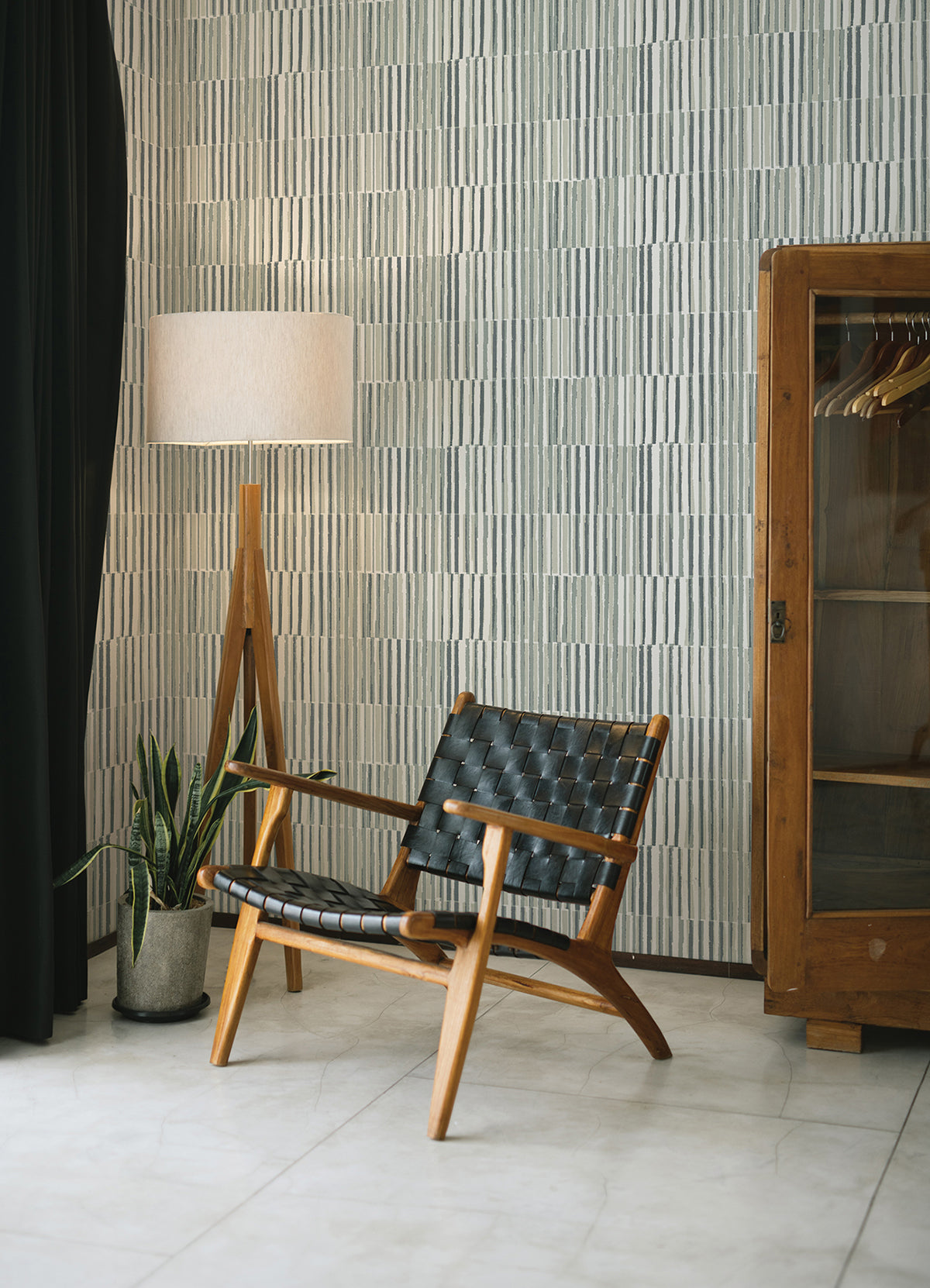 Sabah Slate Stripe Wallpaper - Brewster Wallcovering