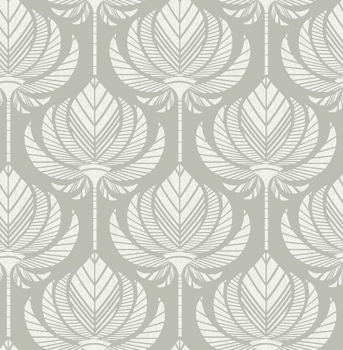 Palmier Grey Lotus Fan Wallpaper - York Wallcoverings - 4014-26425
