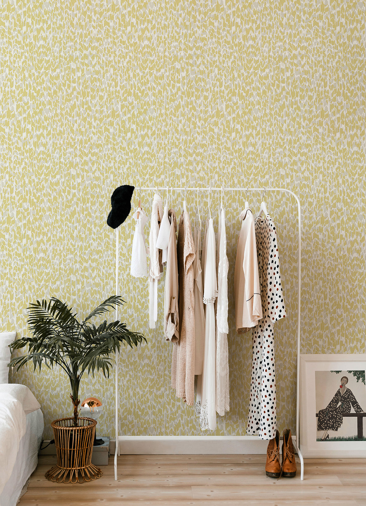 Flavia Yellow Animal Print Wallpaper - Brewster Wallcovering