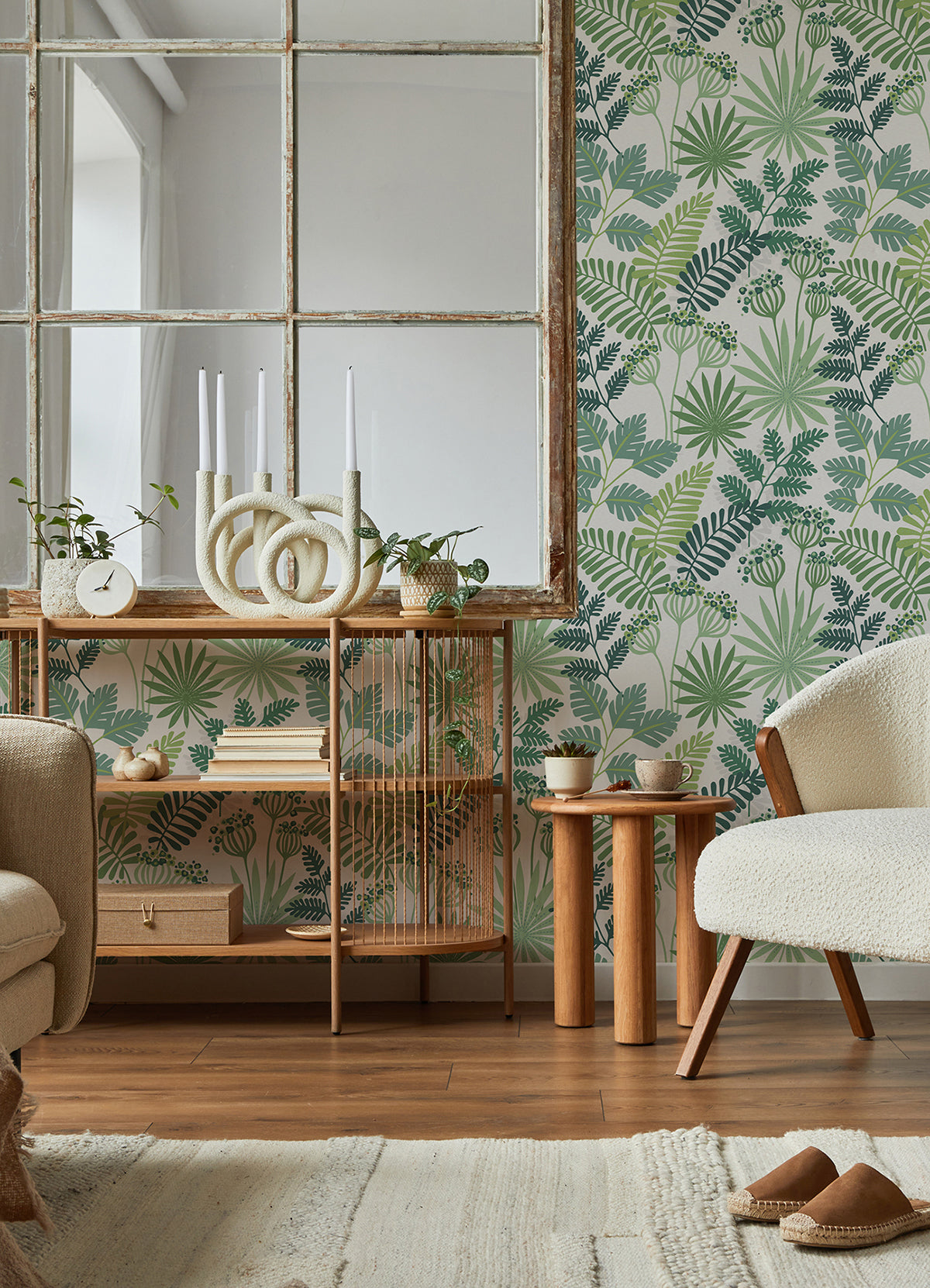 Praslin Green Botanical Wallpaper  | Brewster Wallcovering - The WorkRm