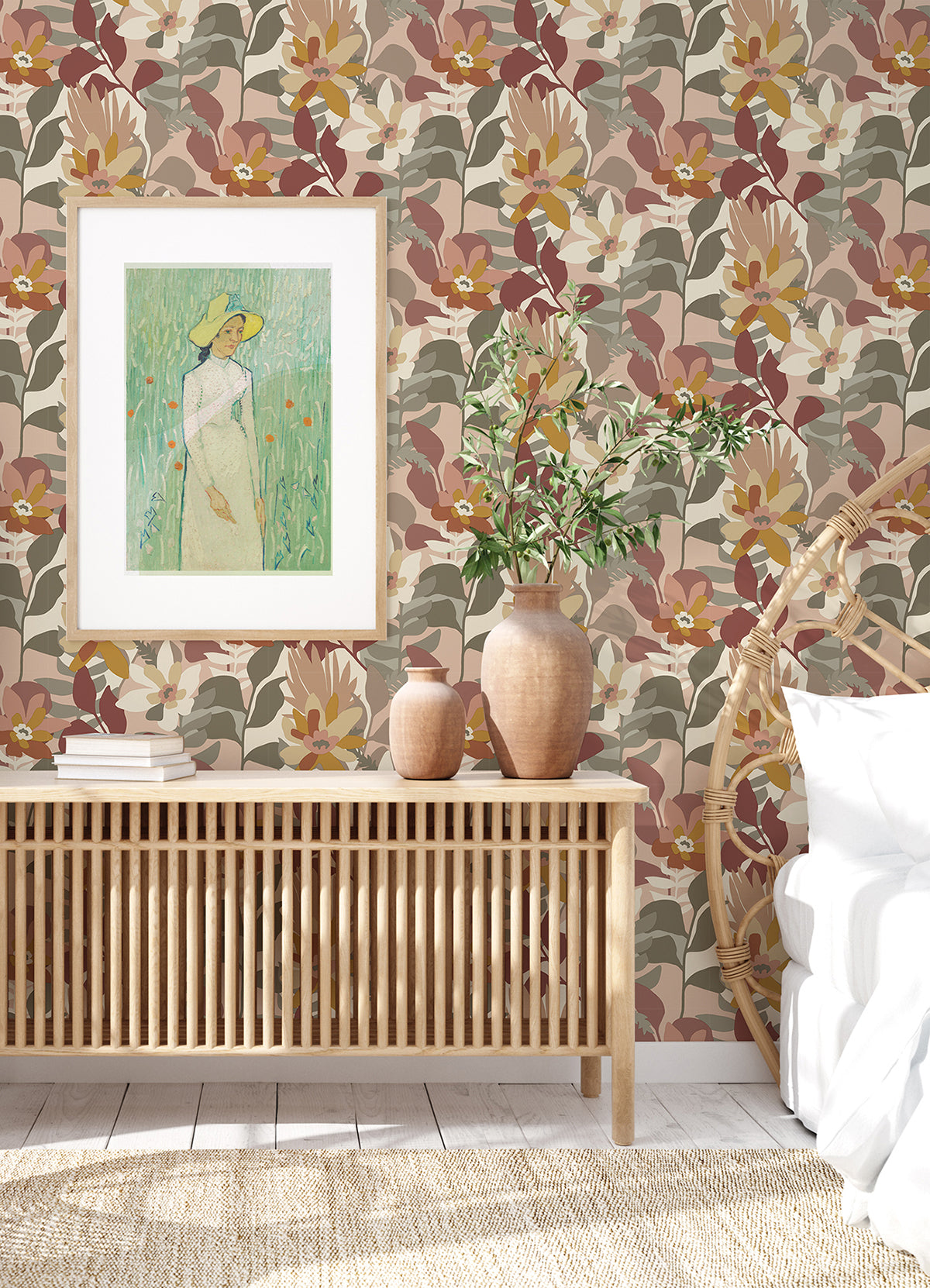 Koko Rose Floral Wallpaper - Brewster Wallcovering