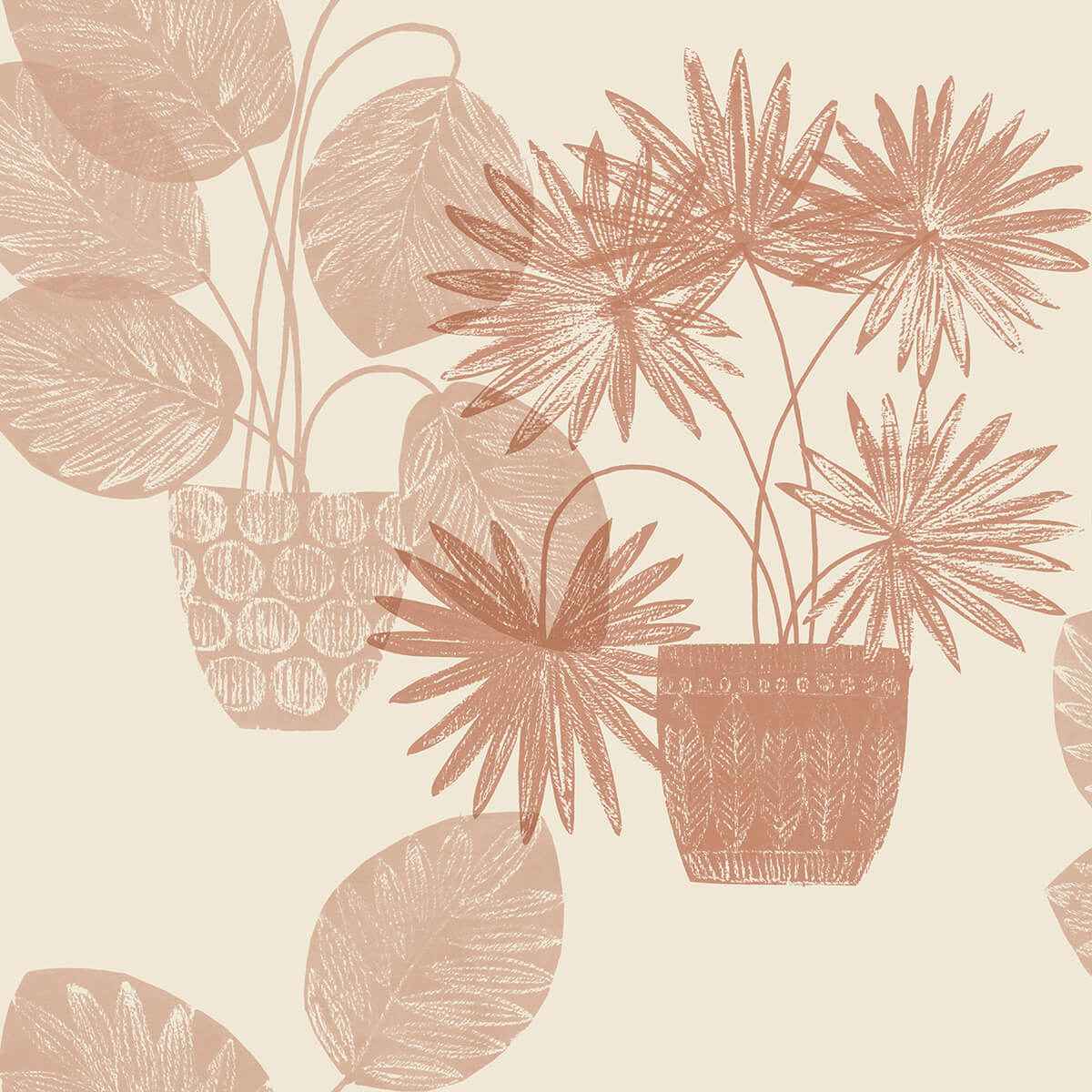 Aida Pink Potted Plant Wallpaper - York Wallcoverings - 4014-87556