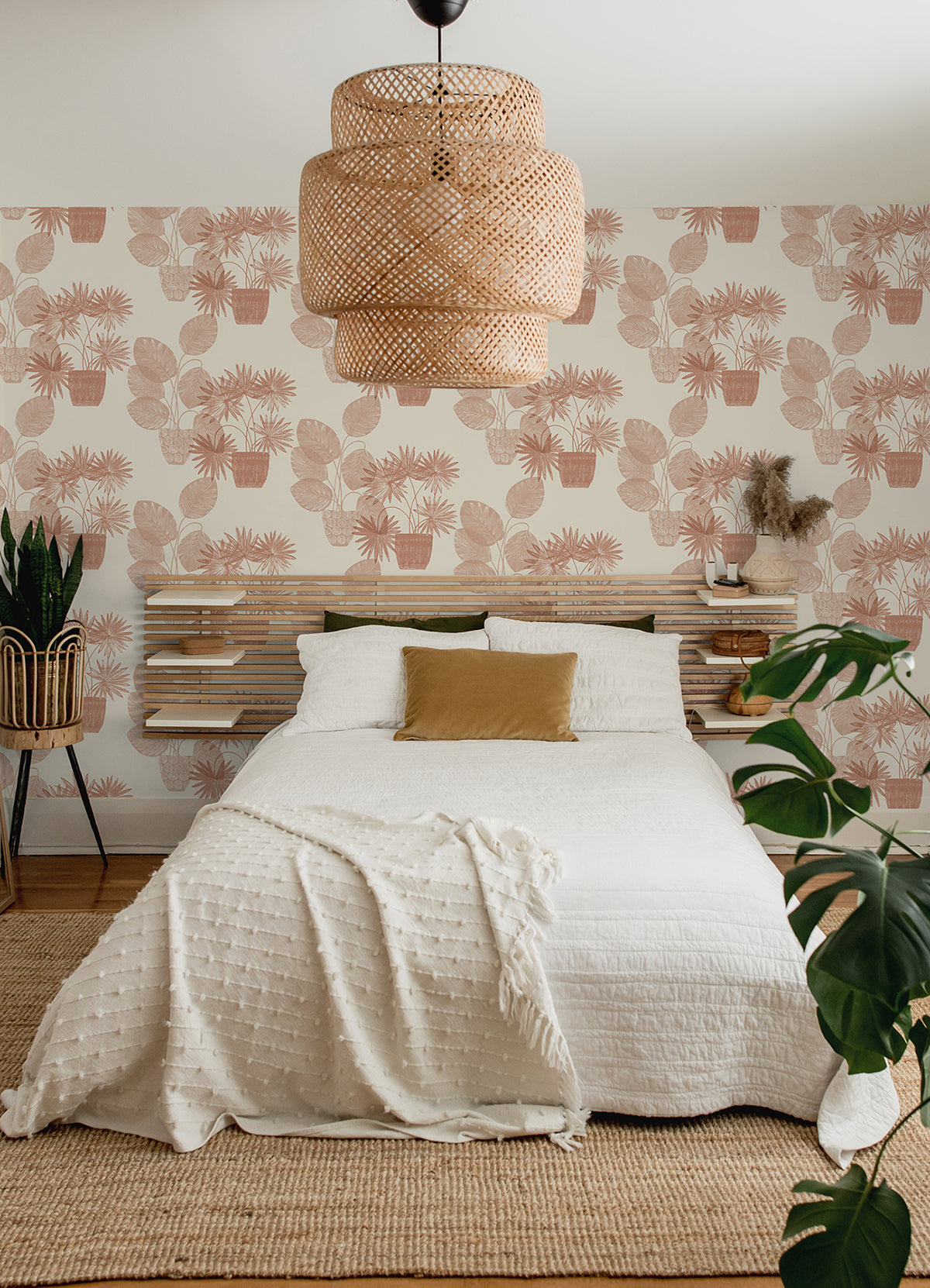 Aida Pink Potted Plant Wallpaper  | Brewster Wallcovering - The WorkRm