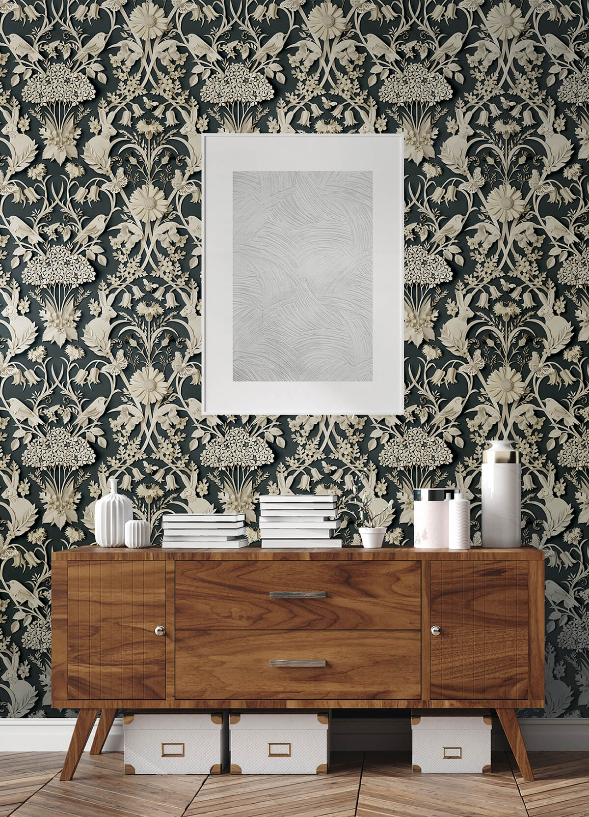 Charcoal Eloise Peel and Stick Wallpaper - York Wallcoverings - NUS4468 - York Wallcoverings Wallpaper