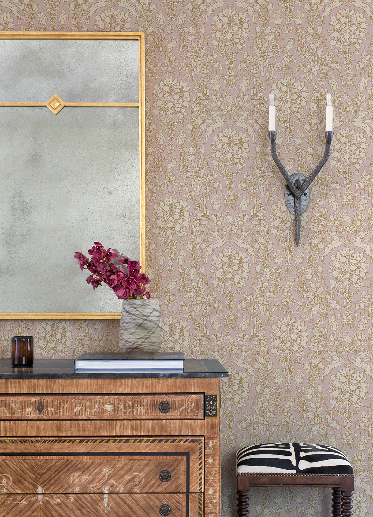 Blush Enchanted Peel and Stick Wallpaper - Brewster Wallcovering