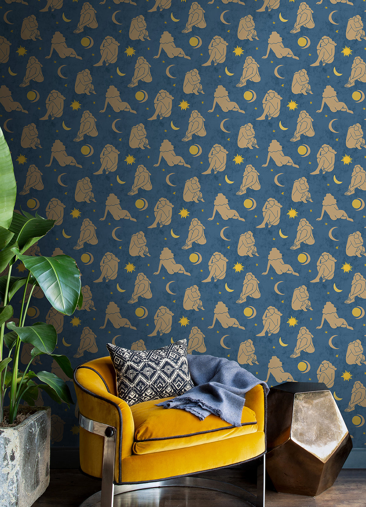 Dark Blue Nudes Novelty Peel and Stick Wallpaper  | Brewster Wallcovering - The WorkRm