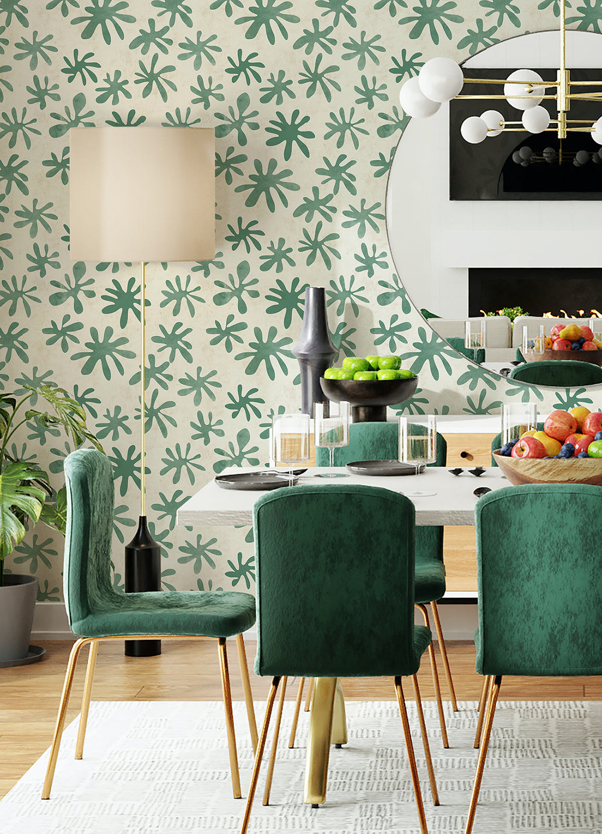 Green Field of Flowers Peel and Stick Wallpaper  | Brewster Wallcovering - The WorkRm
