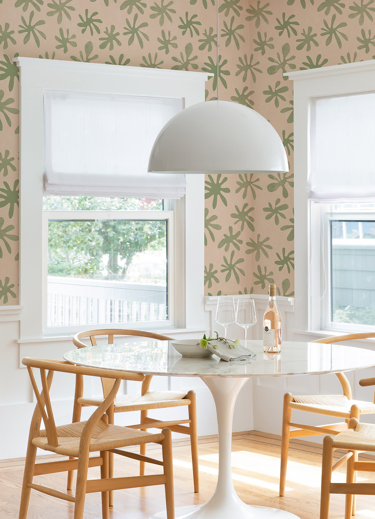 Blush and Sage Field of Flowers Peel and Stick Wallpaper  | Brewster Wallcovering