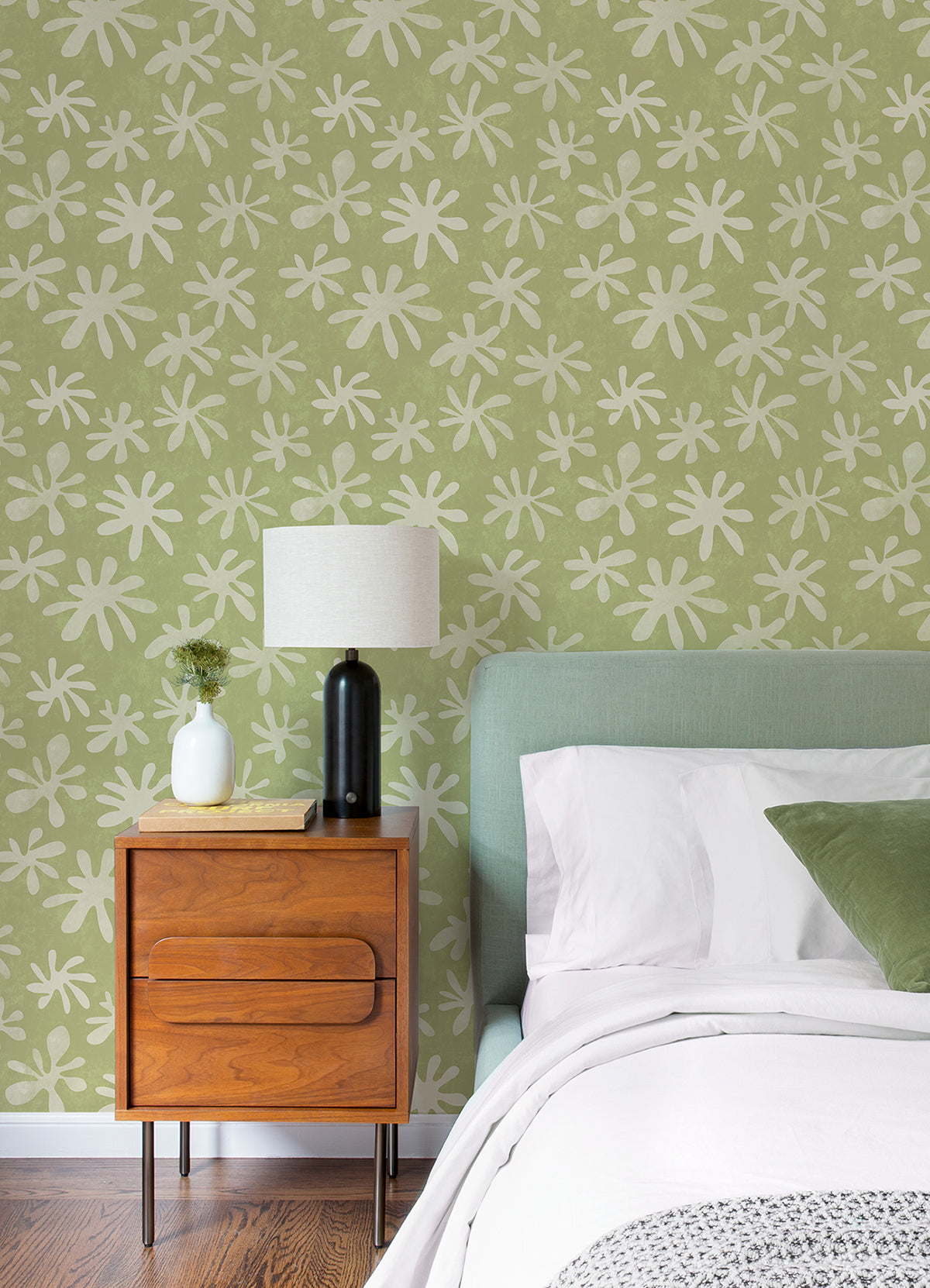 Sage Field of Flowers Peel and Stick Wallpaper  | Brewster Wallcovering - The WorkRm