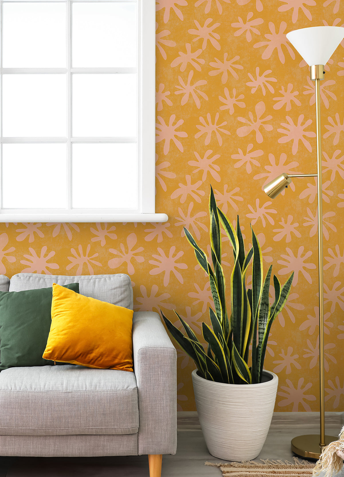 Orange Field of Flowers Peel and Stick Wallpaper  | Brewster Wallcovering - The WorkRm