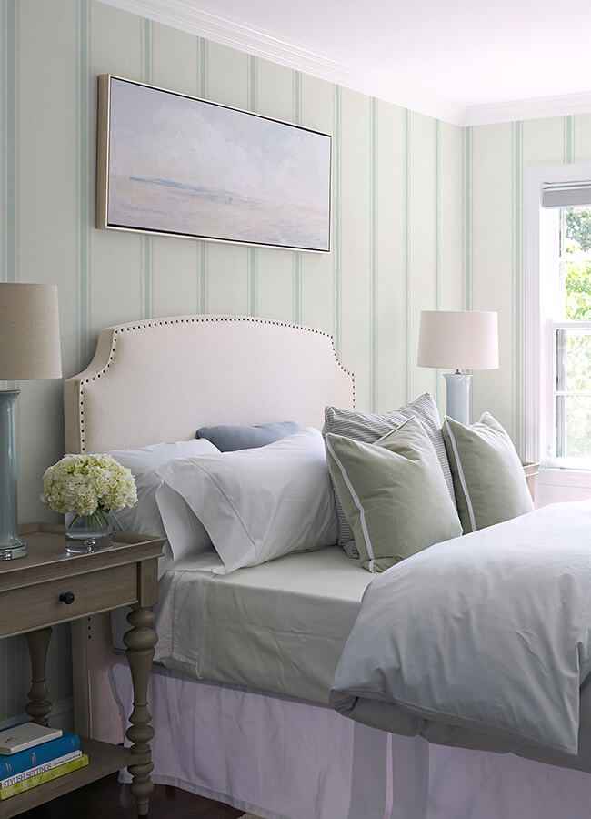 Linette Seafoam Fabric Stripe Wallpaper - York Wallcoverings - 4072-70068 - York Wallcoverings Wallpaper