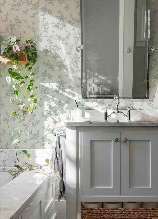 Nightingale Seafoam Floral Trail Wallpaper - York Wallcoverings - 4072-70062 - York Wallcoverings Wallpaper