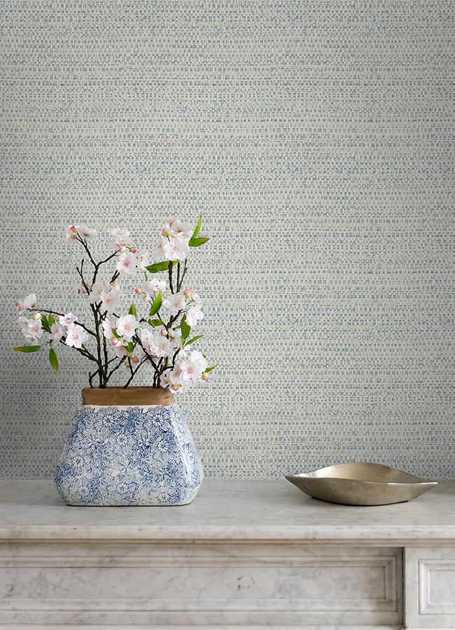 Balantine Light Blue Weave Wallpaper  | Brewster Wallcovering - The WorkRm