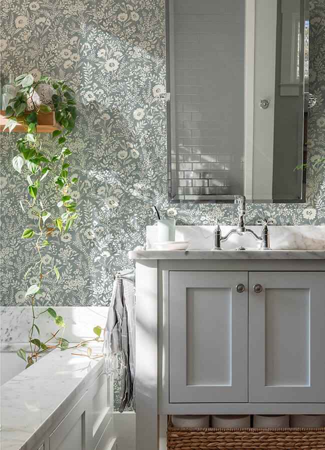 Agathon Blue Floral Wallpaper - York Wallcoverings - 4072-70051 - York Wallcoverings Wallpaper