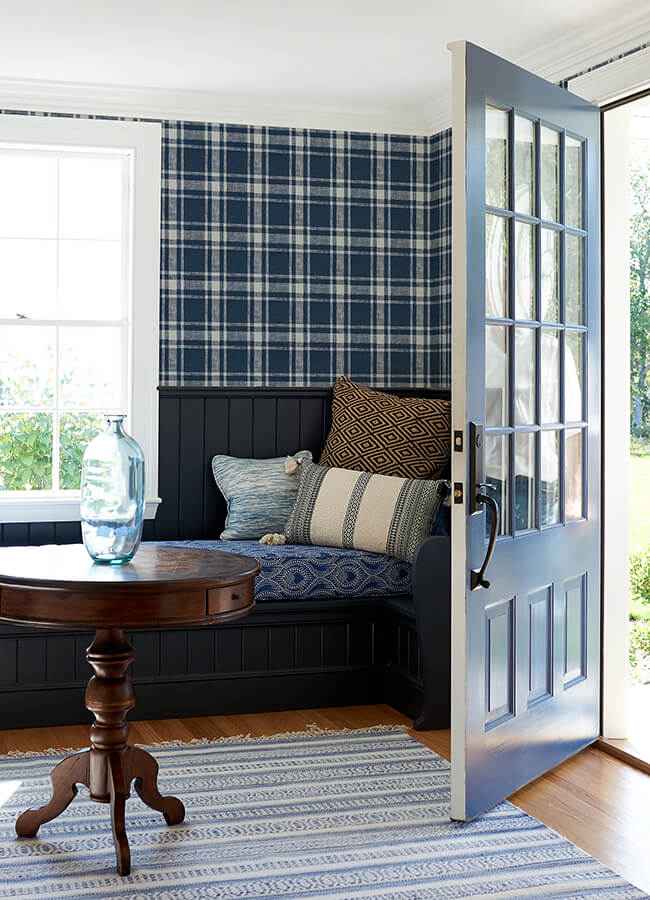Antoine Dark Blue Flannel Wallpaper - York Wallcoverings - 4072-70019 - York Wallcoverings Wallpaper