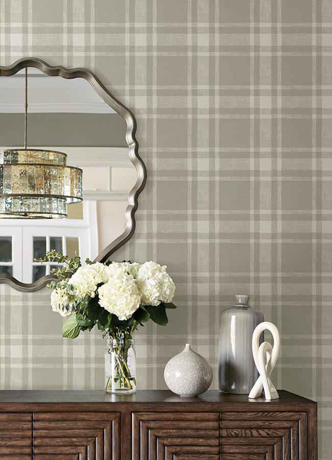 Antoine Taupe Flannel Wallpaper - York Wallcoverings - 4072-70018 - York Wallcoverings Wallpaper