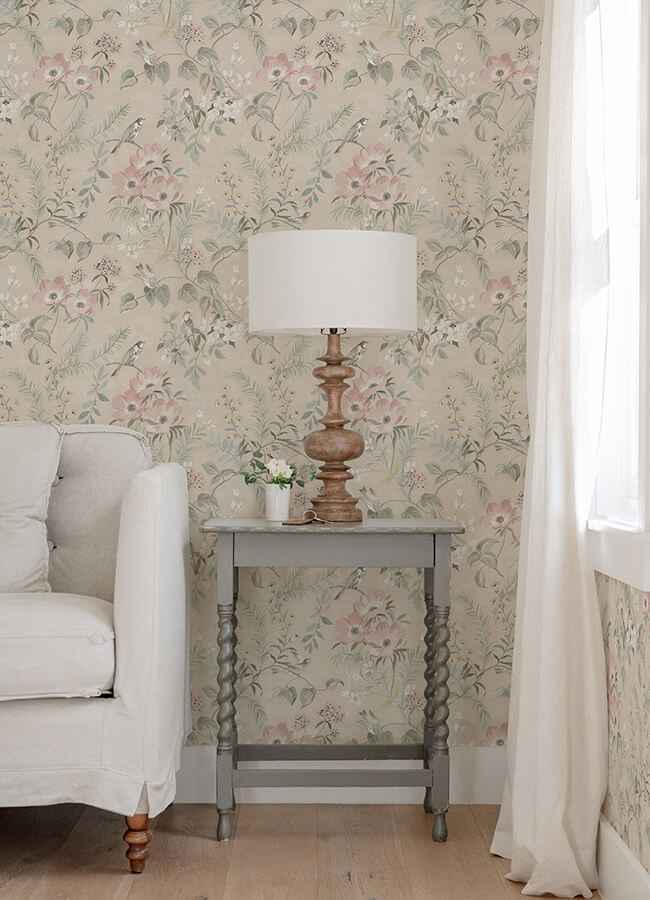 Frederique Blush Bloom Wallpaper - York Wallcoverings - 4072-70003 - York Wallcoverings Wallpaper