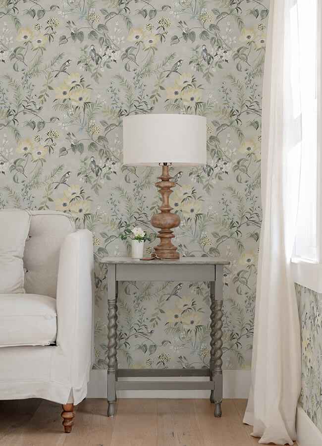 Frederique Grey Bloom Wallpaper - York Wallcoverings - 4072-70001 - York Wallcoverings Wallpaper