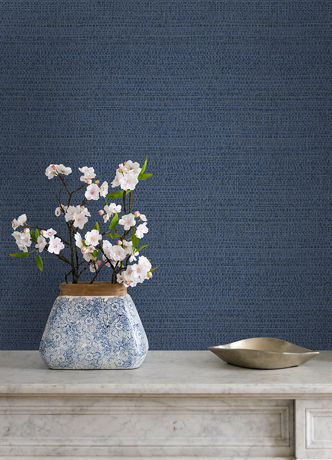 Balantine Navy Weave Wallpaper  | Brewster Wallcovering - The WorkRm