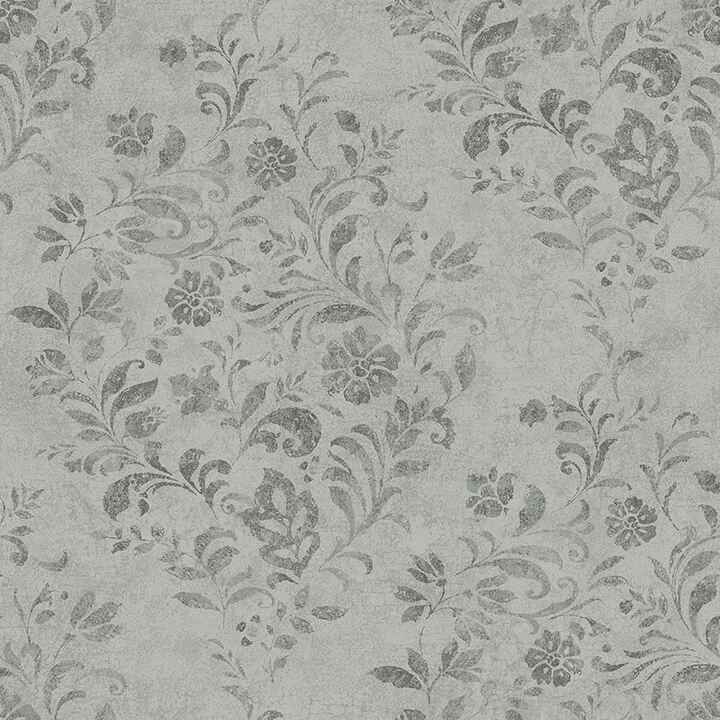 Isidore Grey Scroll Wallpaper - York Wallcoverings - 4072-70008 - York Wallcoverings Wallpaper