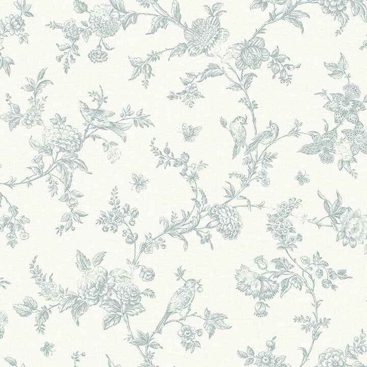 Nightingale Seafoam Floral Trail Wallpaper - York Wallcoverings - 4072-70062 - York Wallcoverings Wallpaper