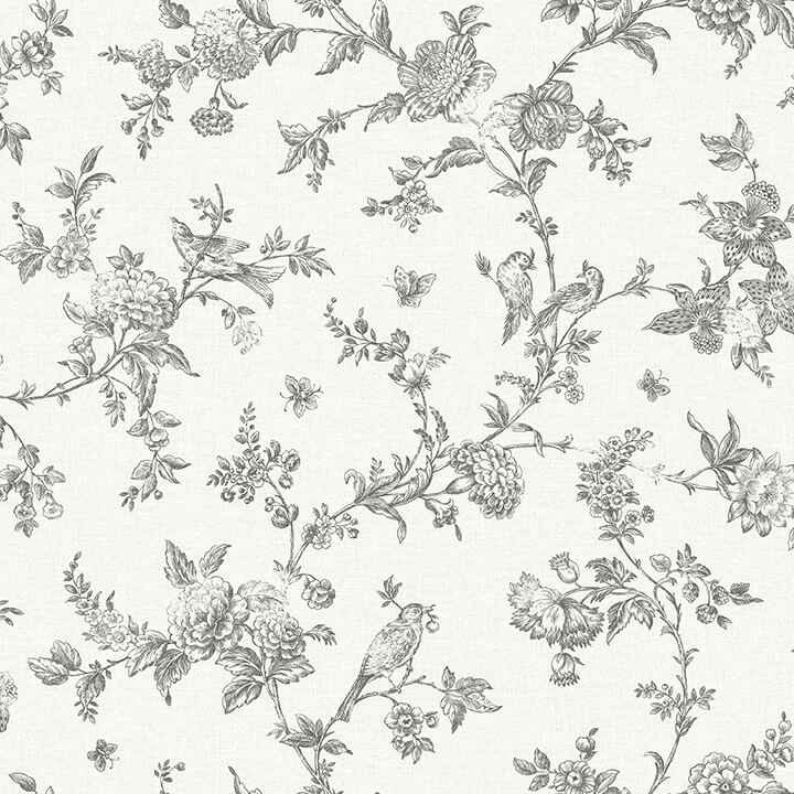 Nightingale Charcoal Floral Trail Wallpaper - York Wallcoverings - 4072-70065 - York Wallcoverings Wallpaper
