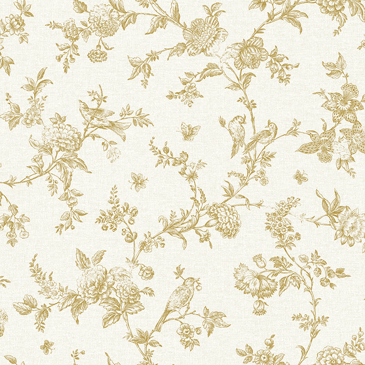 Picture of Nightingale Wheat Floral Trail Wallpaper